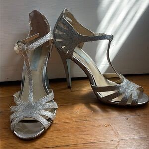 Betsey Johnson Silver Strappy Heels